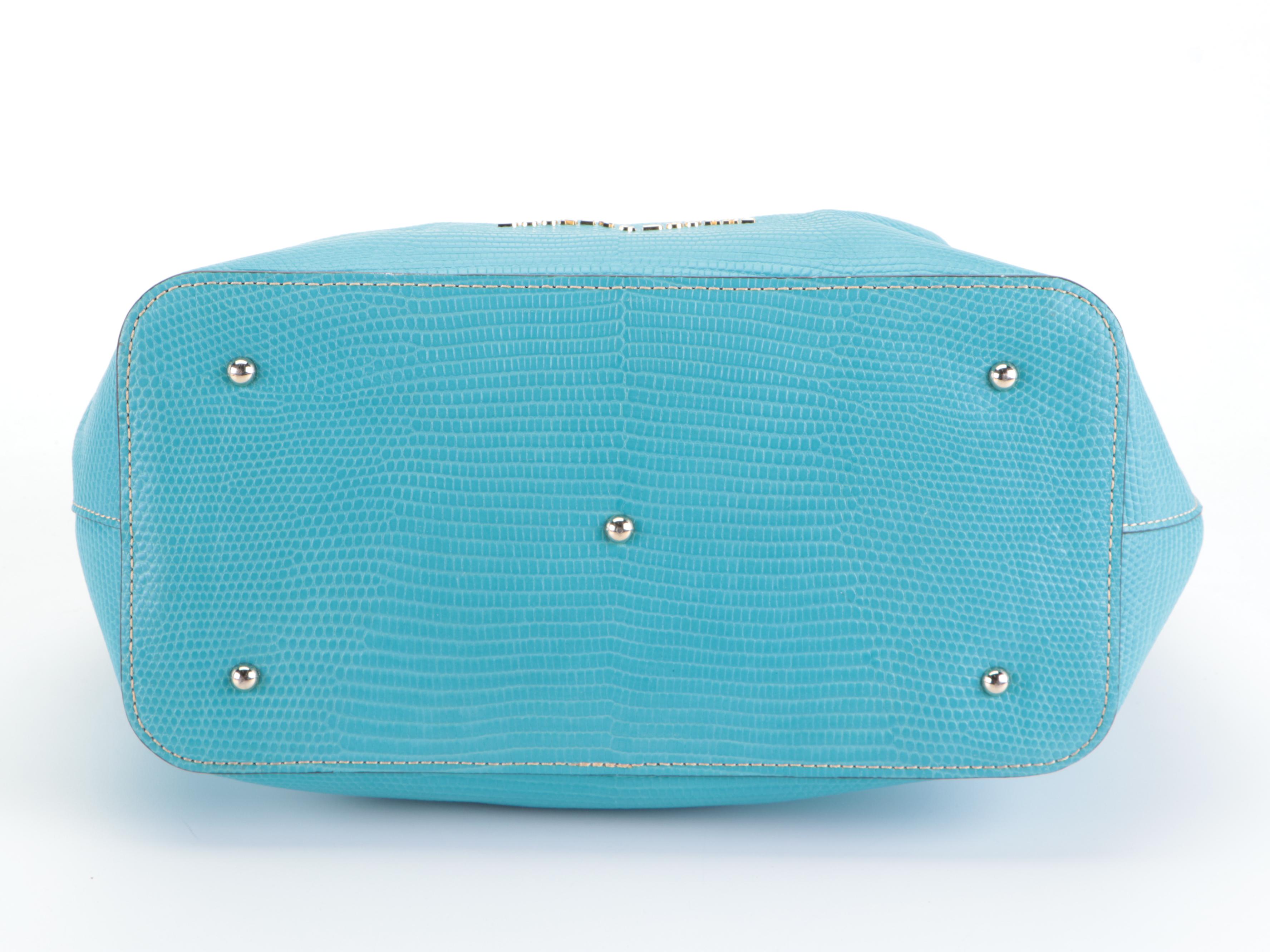 Dooney & Bourke Large Barlow Tote in Blue Lizard Embossed Leather