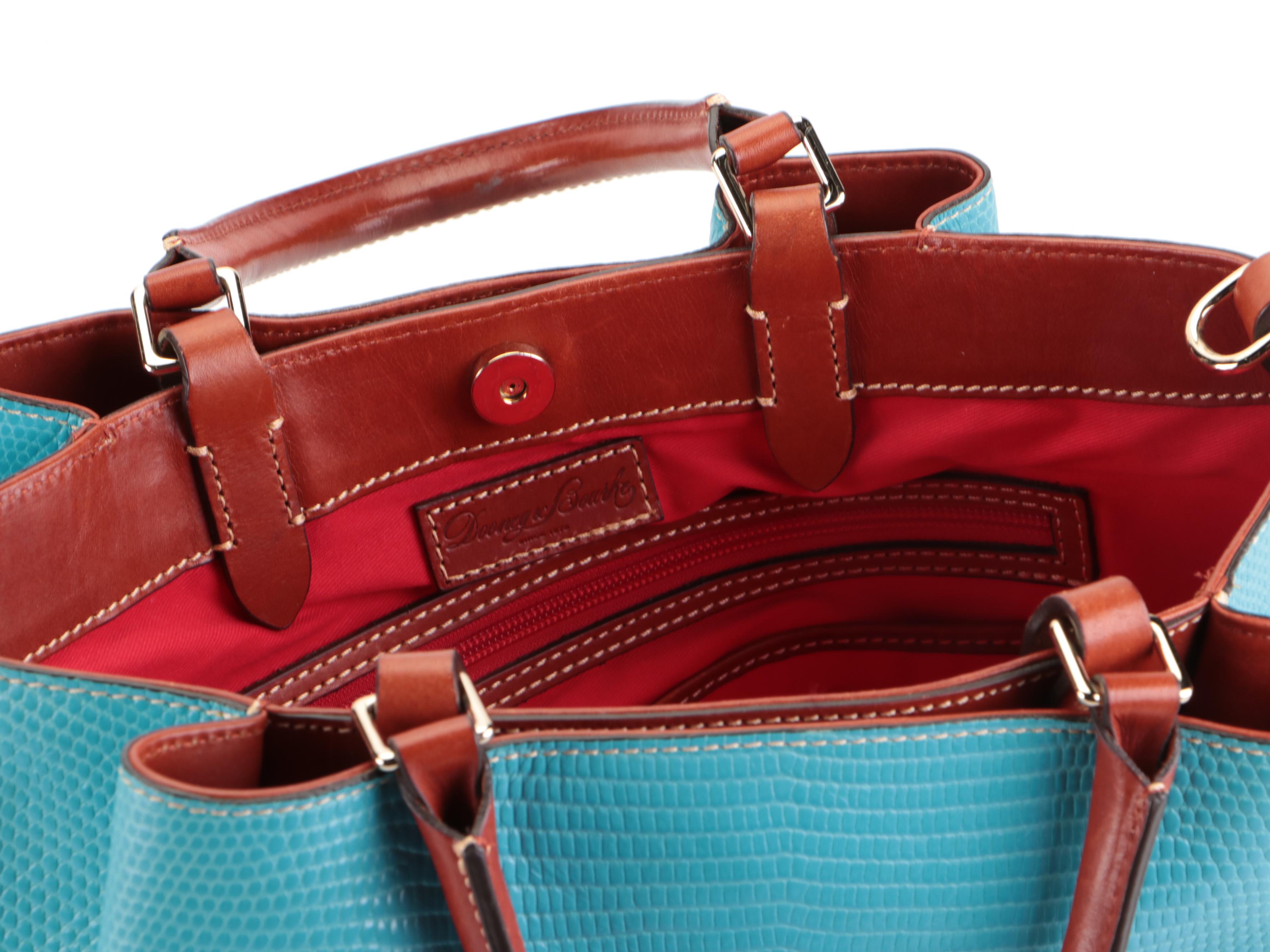 Dooney & Bourke Large Barlow Tote in Blue Lizard Embossed Leather