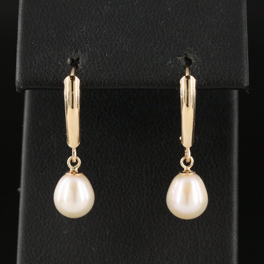 14K Pearl Drop Earrings