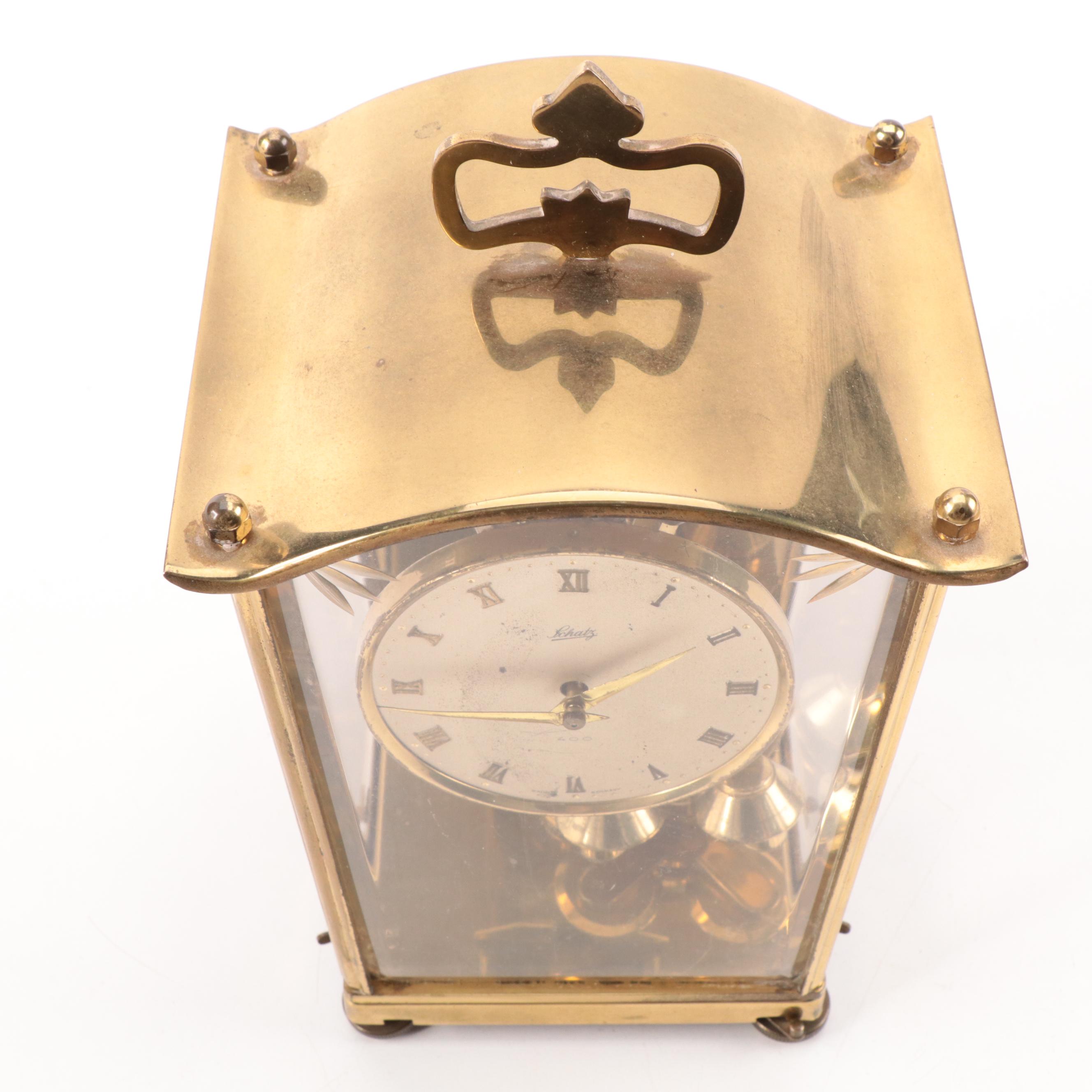 Schatz & Sohne Brass 400-Day Carriage Clock, Mid-20th Century
