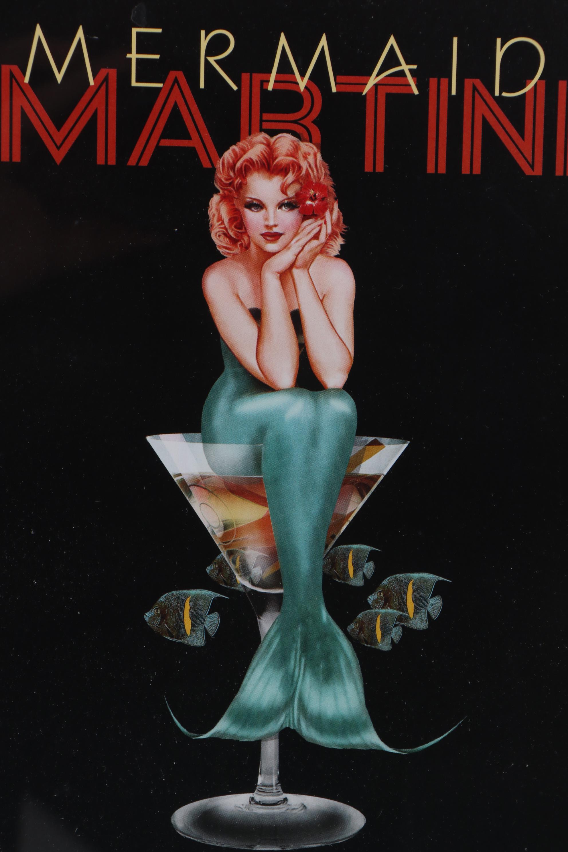 Offset Lithographs After Ralph Burch "Mermaid Martini" and "Blue Dolphin Martini