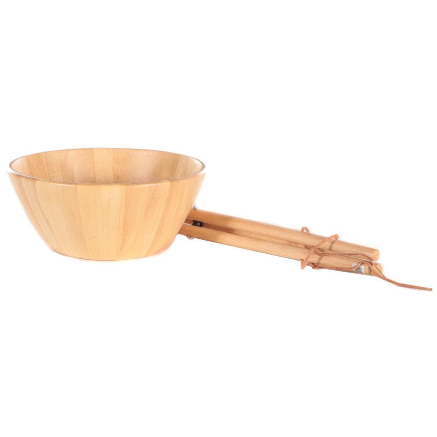 Wooden Caesar Salad Bowl on Stand