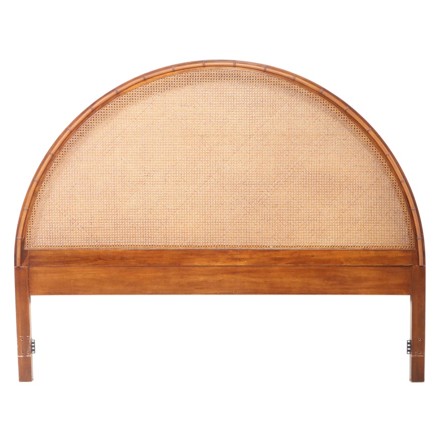 Bamboo-Turned King-Size Arched Headboard with Cane