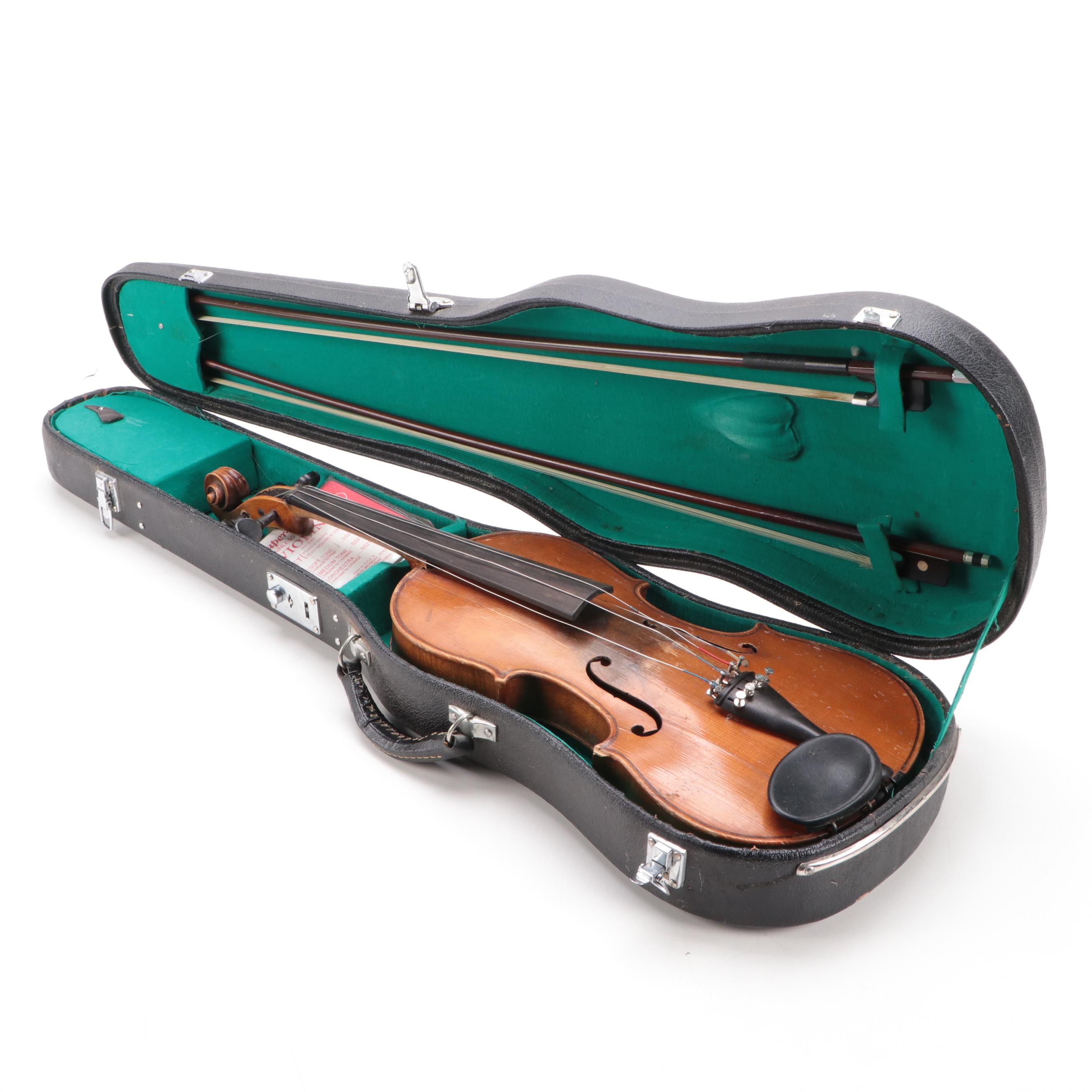 4/4 Conservatory Stradivarius Replica Violin with Case, Bow