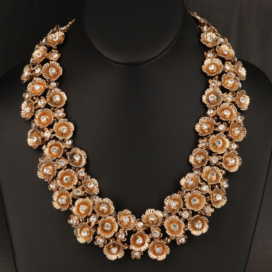 Rhinestone Floral Collar