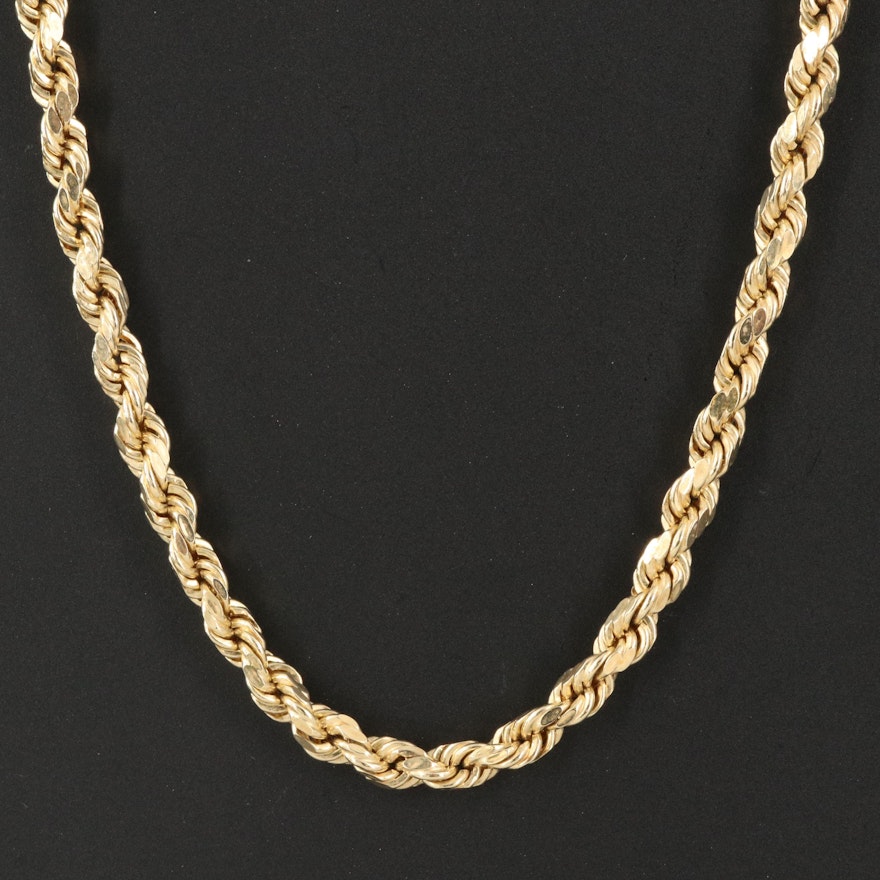 14K Diamond Cut French Rope Chain Necklace