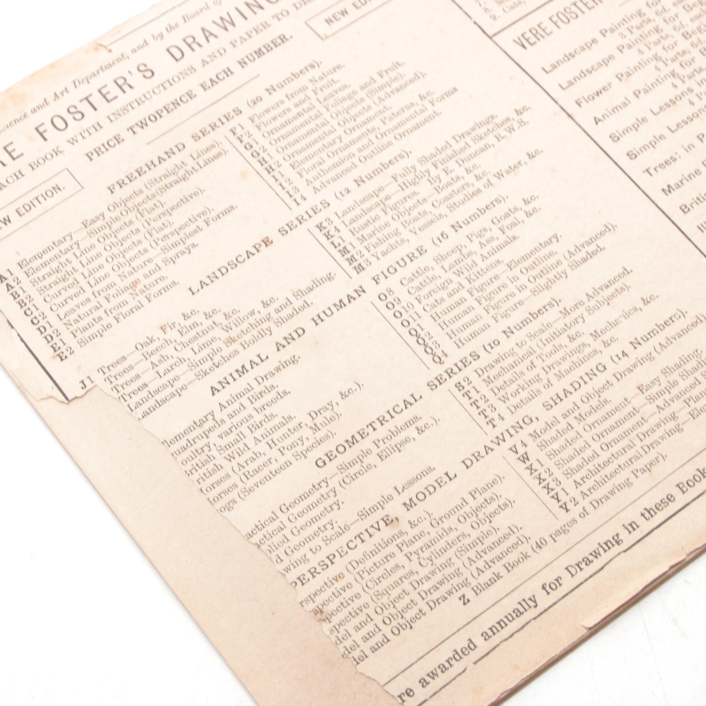 "Vere Foster's Drawing Book" Series Including Animals, Mid to Late 19th Century