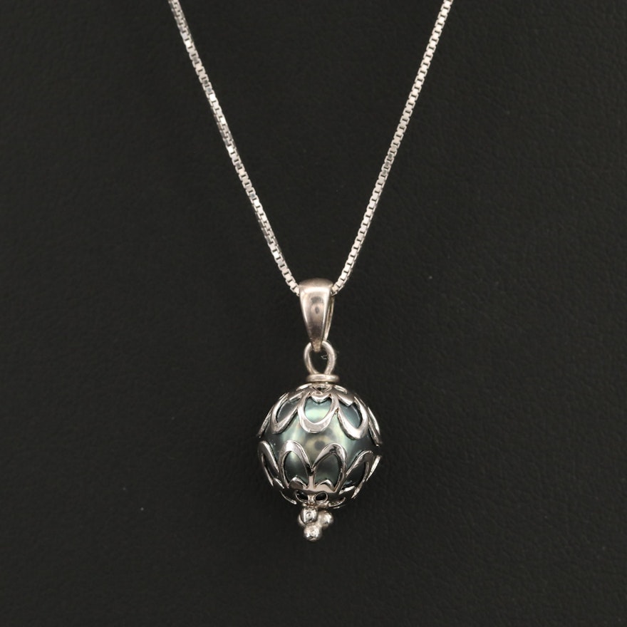 Sterling Pearl Pendant Necklace