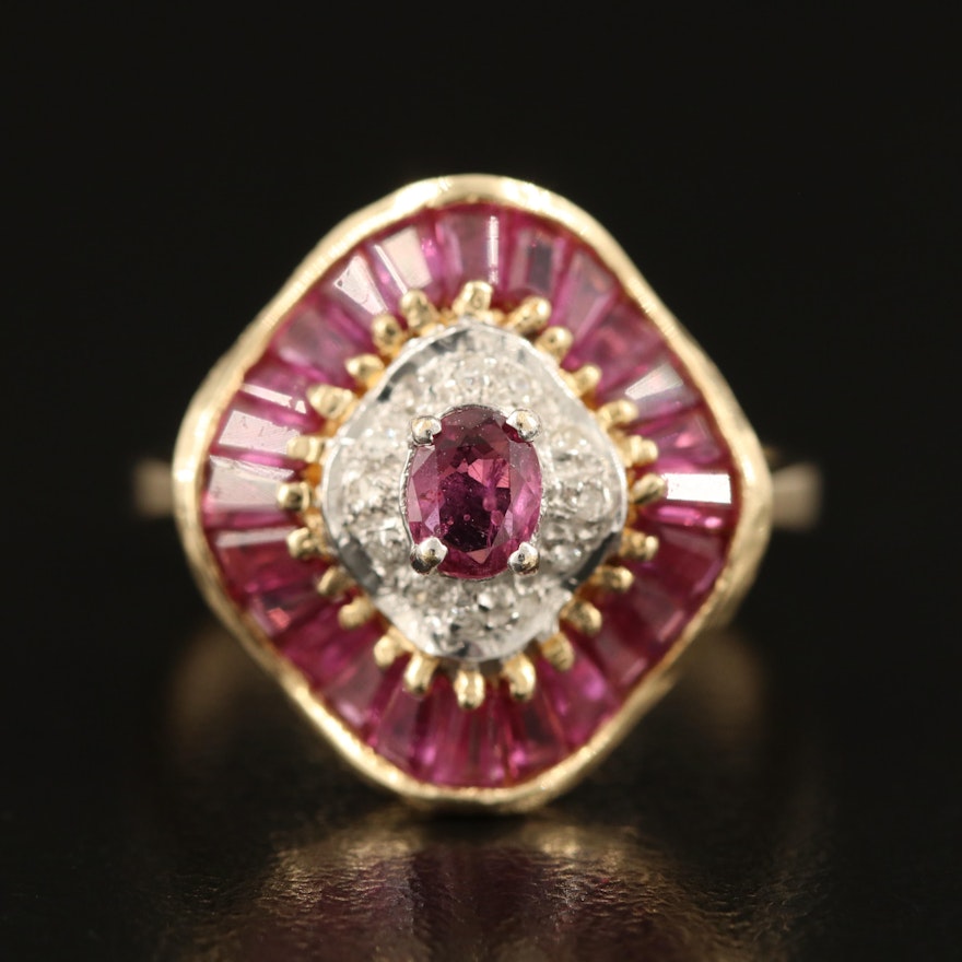 14K Ruby and Diamond Ballerina Ring