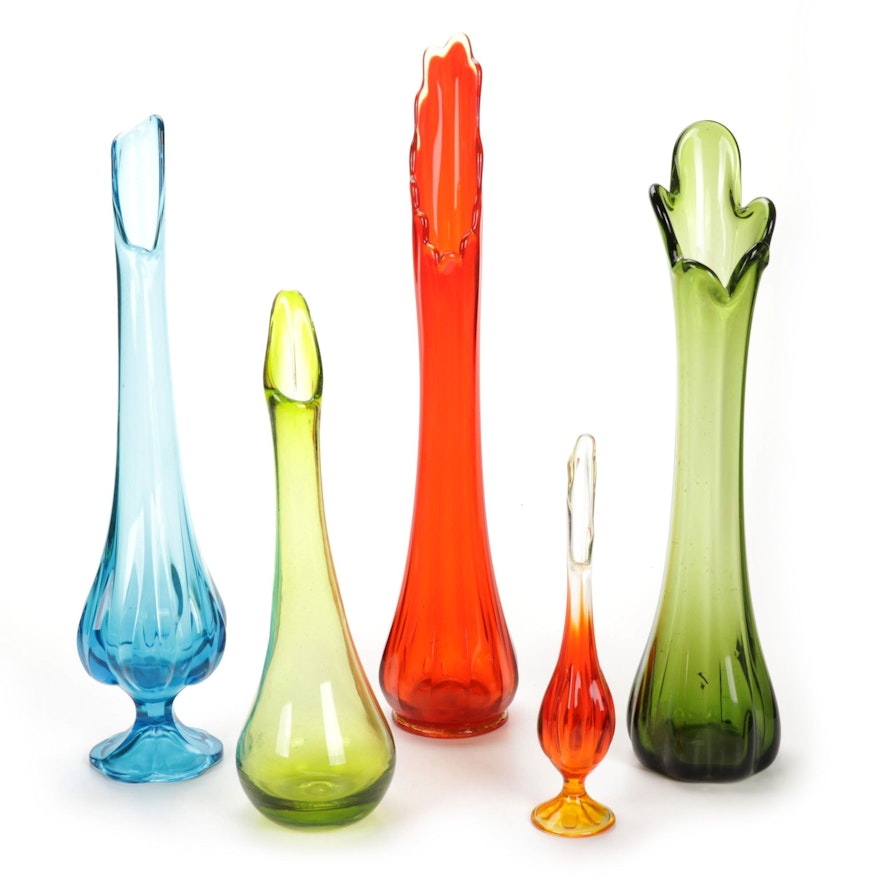 Mid Century Modern Glass Swing Vases