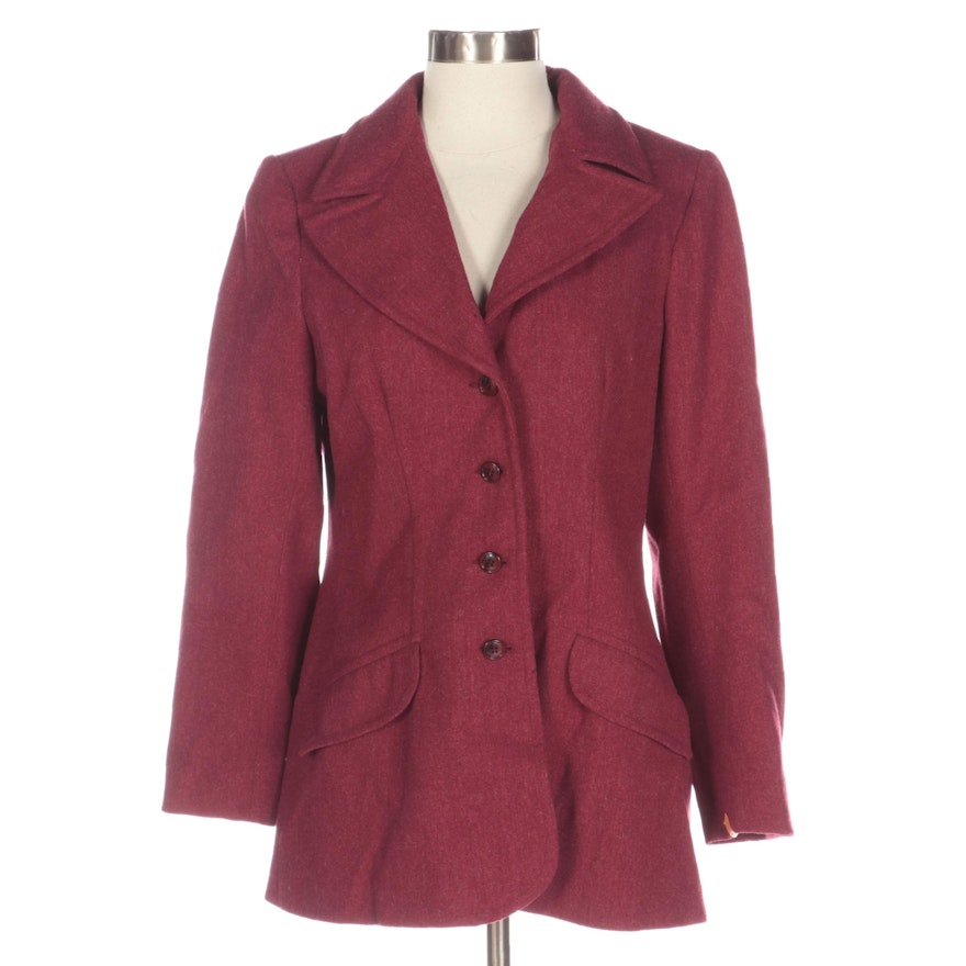 John Meyer Button Front Jacket in Red Wool