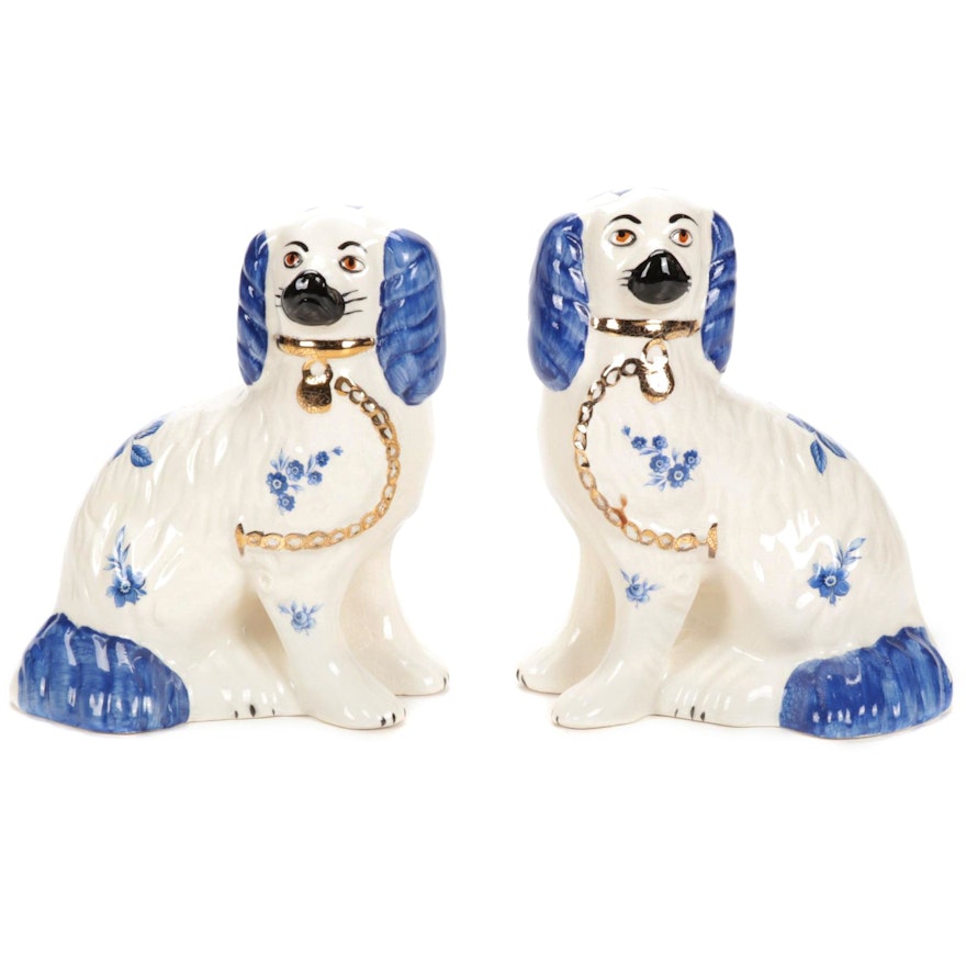 Pair of Hand-Painted Royale Stratford "Staffordshire Dog" Figurines