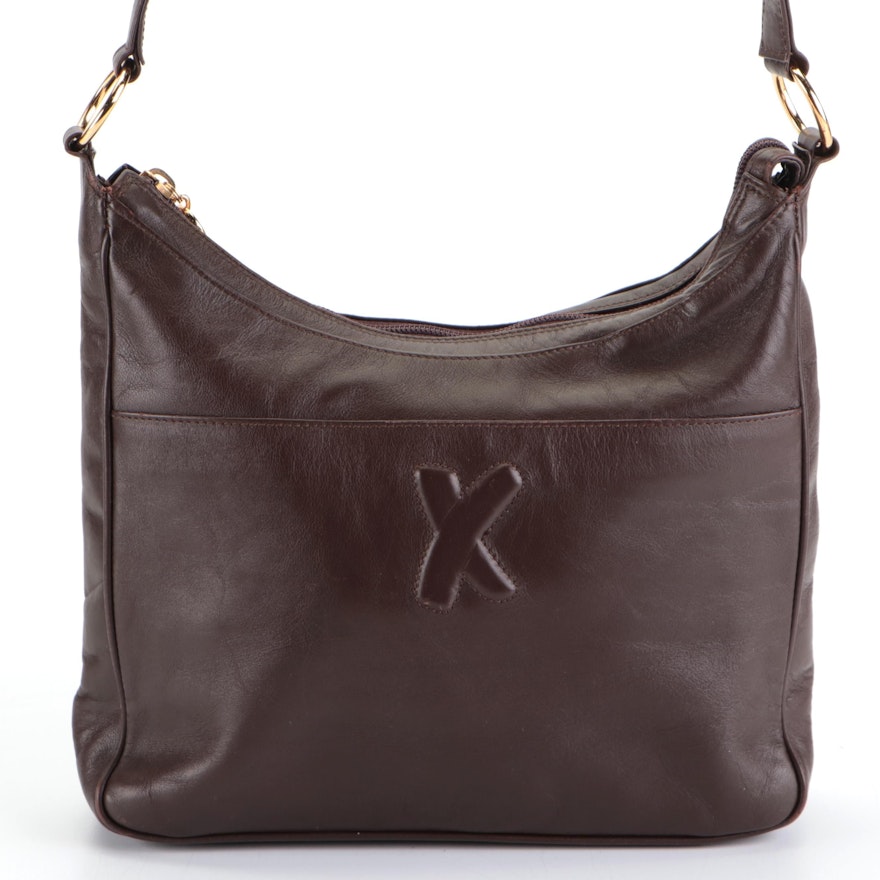 By Paloma Picasso Shoulder Bag in Dark Brown Leather