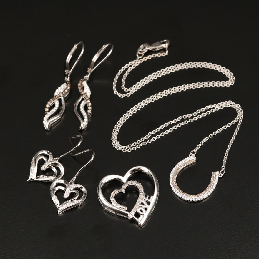 Sterling Diamond Jewelry Featuring "Love" Heart Pendant