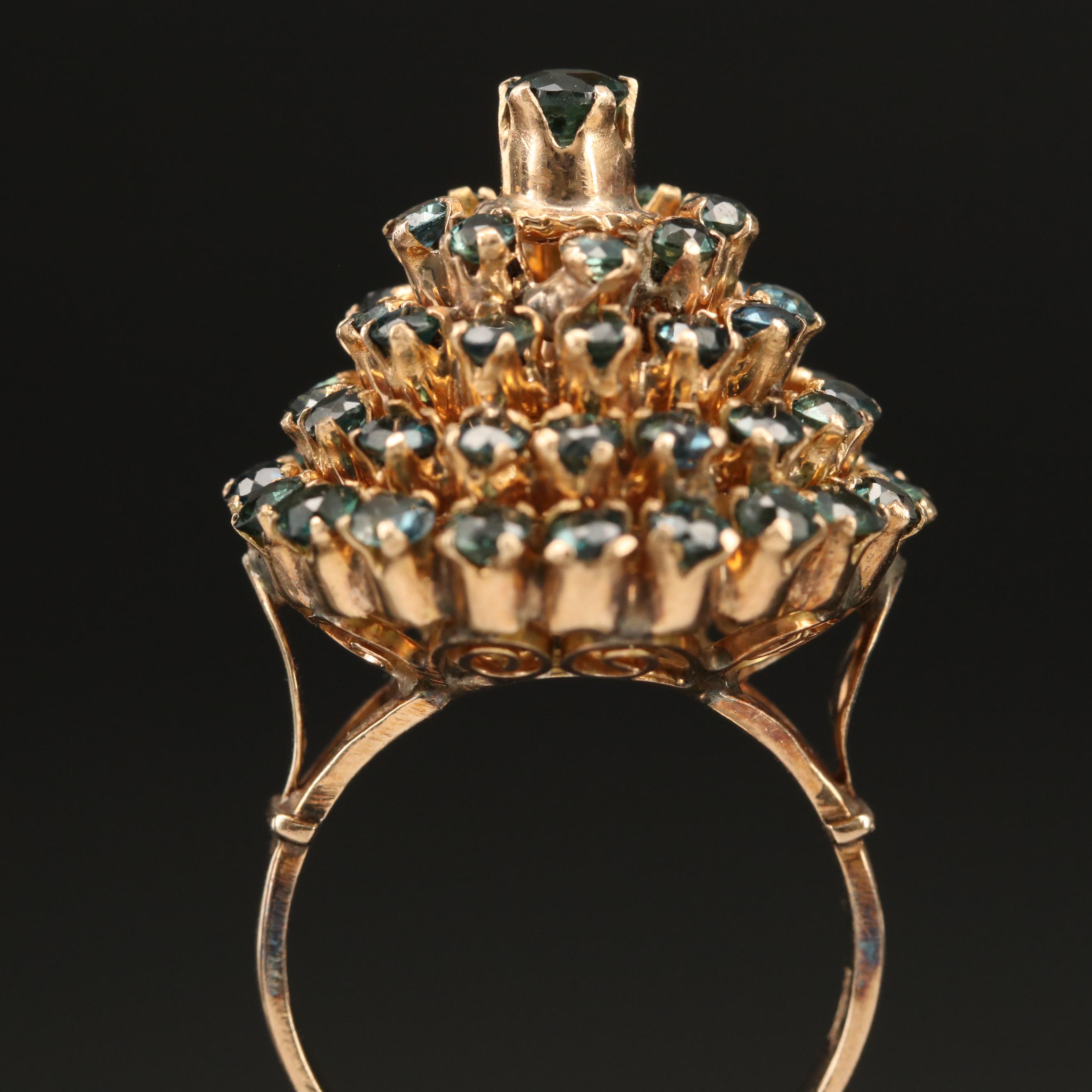 14K Gold Sapphire Thai Princess Ring