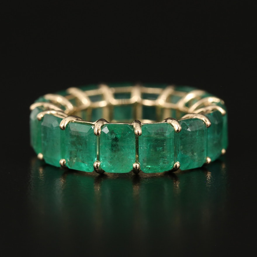 14K Emerald Eternity Band