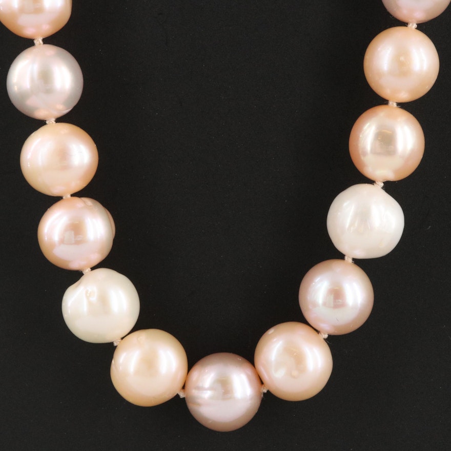 Single Strand Pearl Necklace with Sterling Silver Clasp