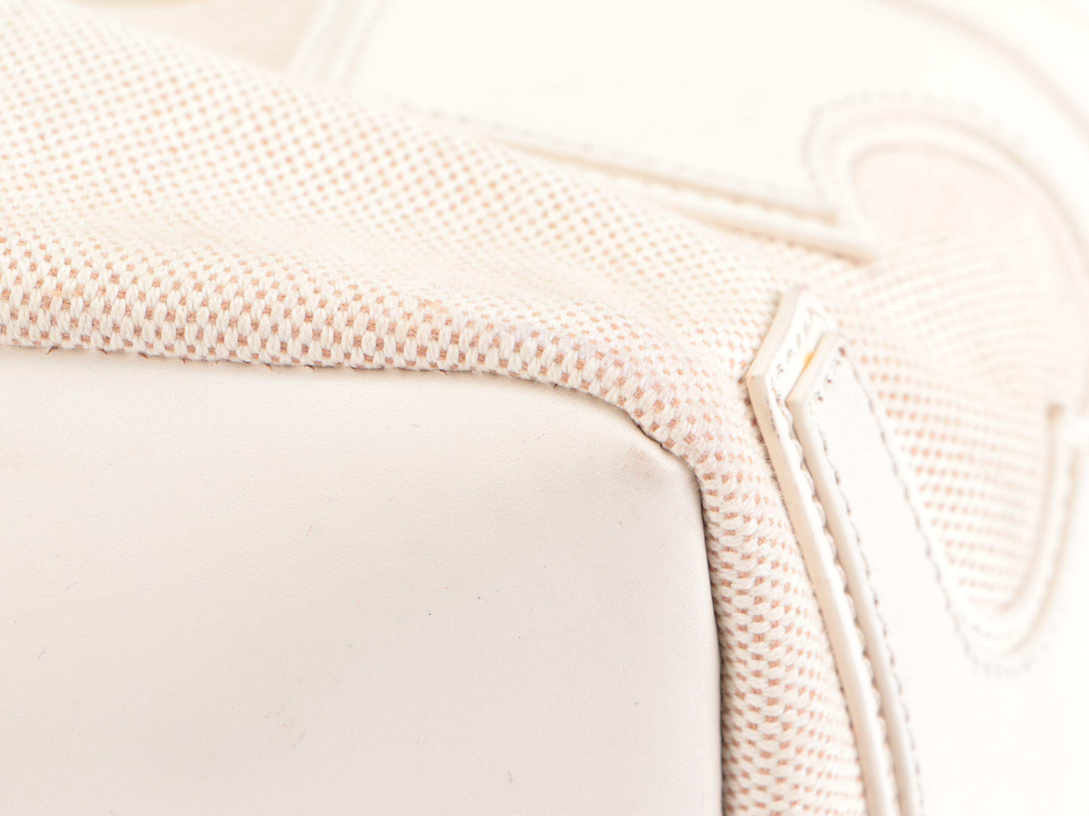 Tory Burch Shoulder Tote Tag in Ivory Woven Canvas and Leather