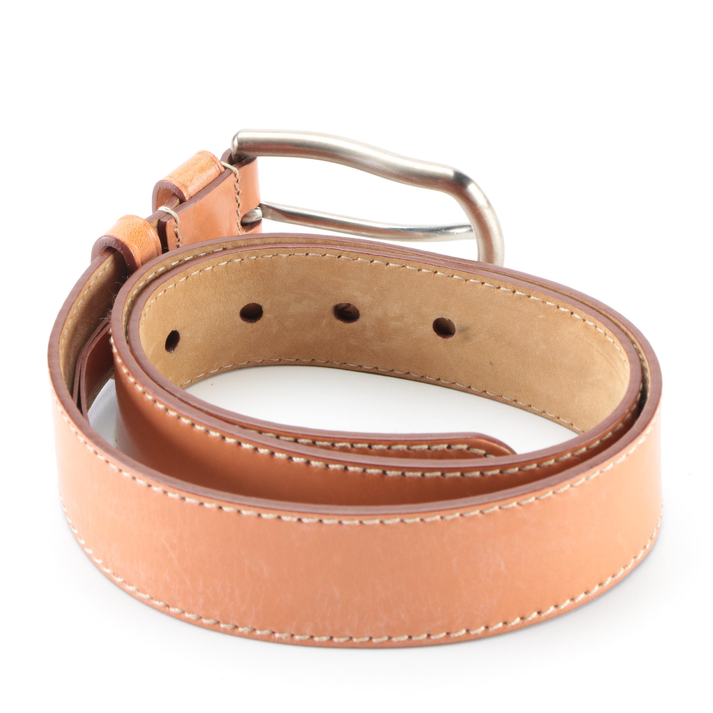 Prada Tan Leather Belt and Worth Dyed Calf Hair and Brown Leather Belt