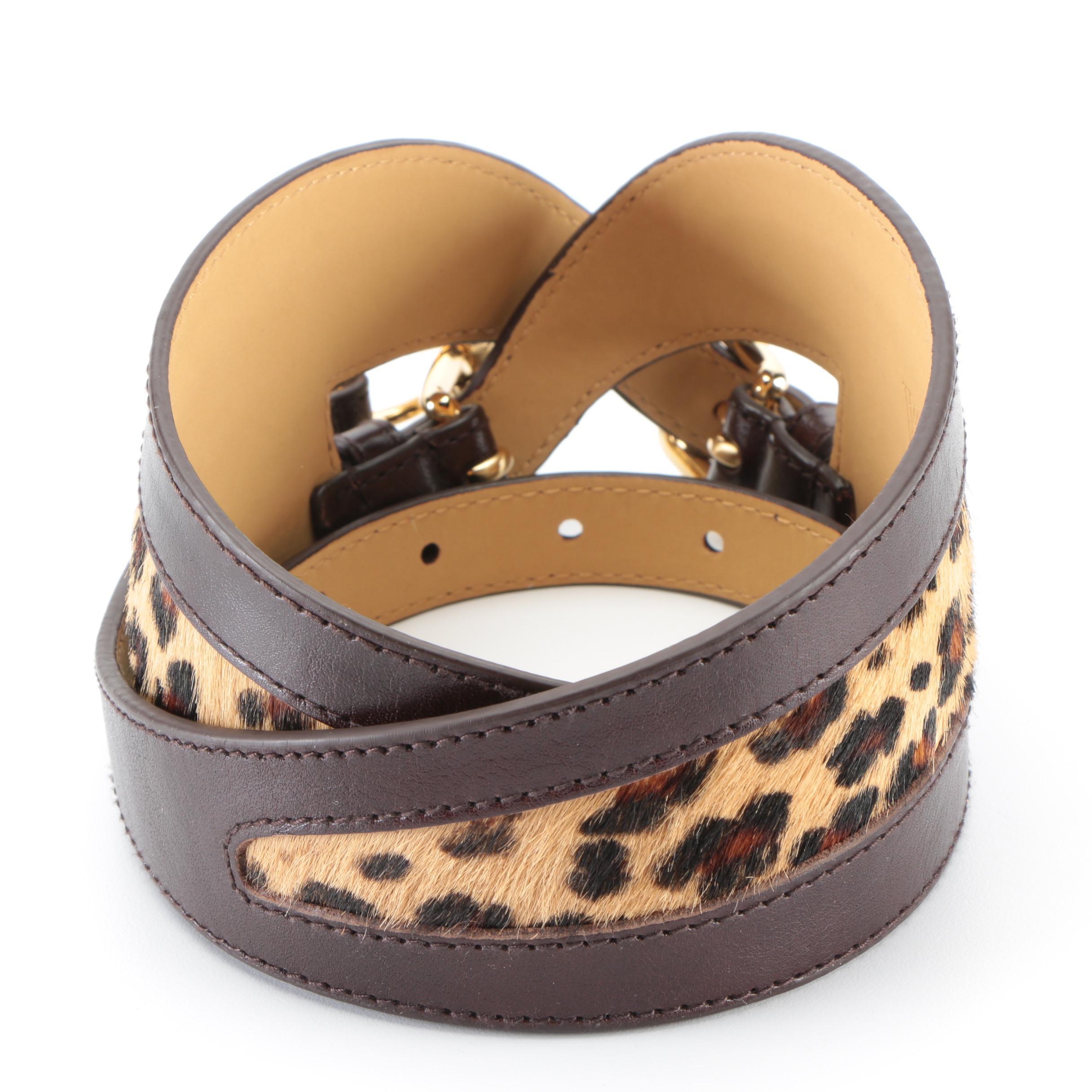 Prada Tan Leather Belt and Worth Dyed Calf Hair and Brown Leather Belt