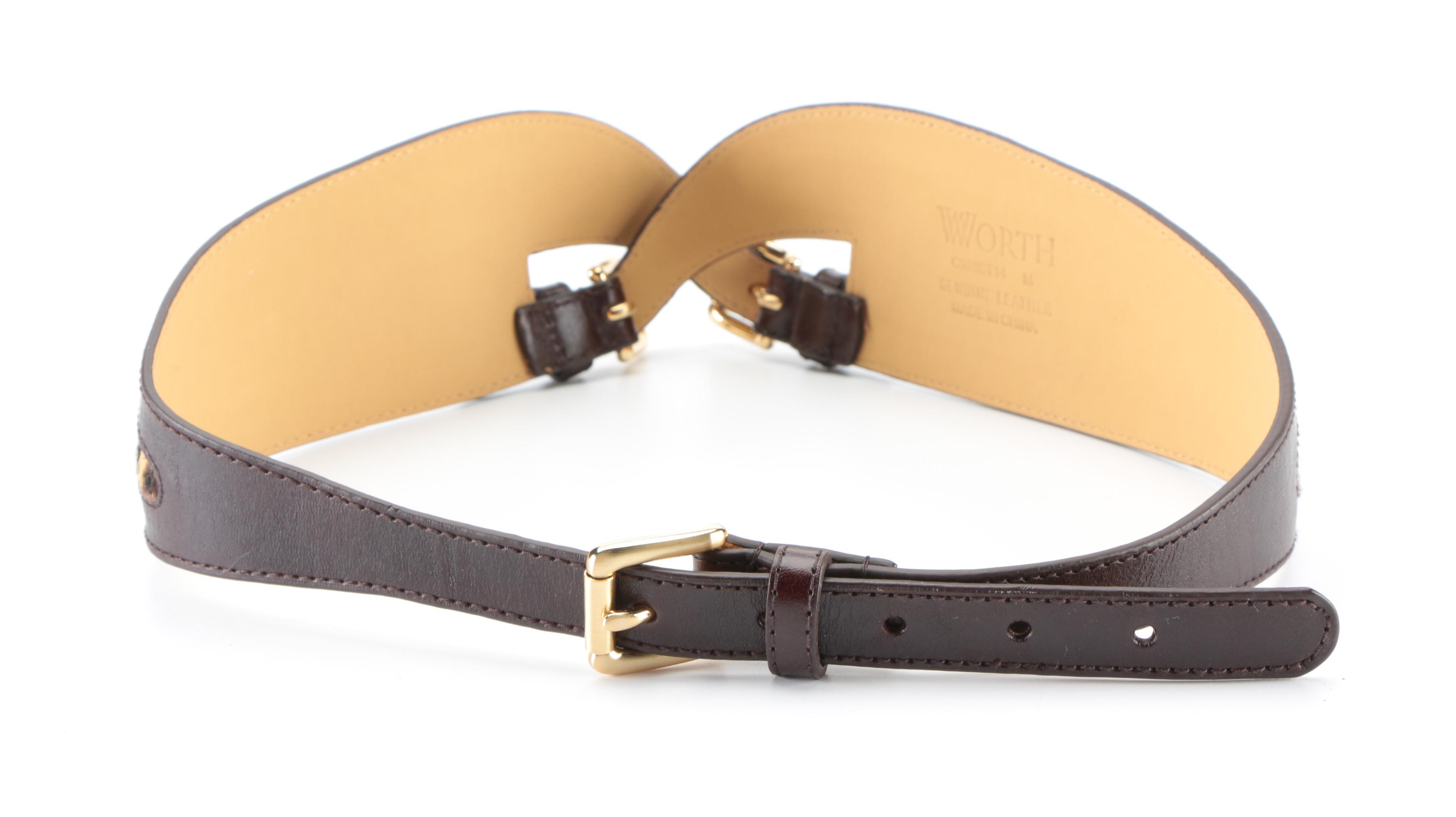 Prada Tan Leather Belt and Worth Dyed Calf Hair and Brown Leather Belt
