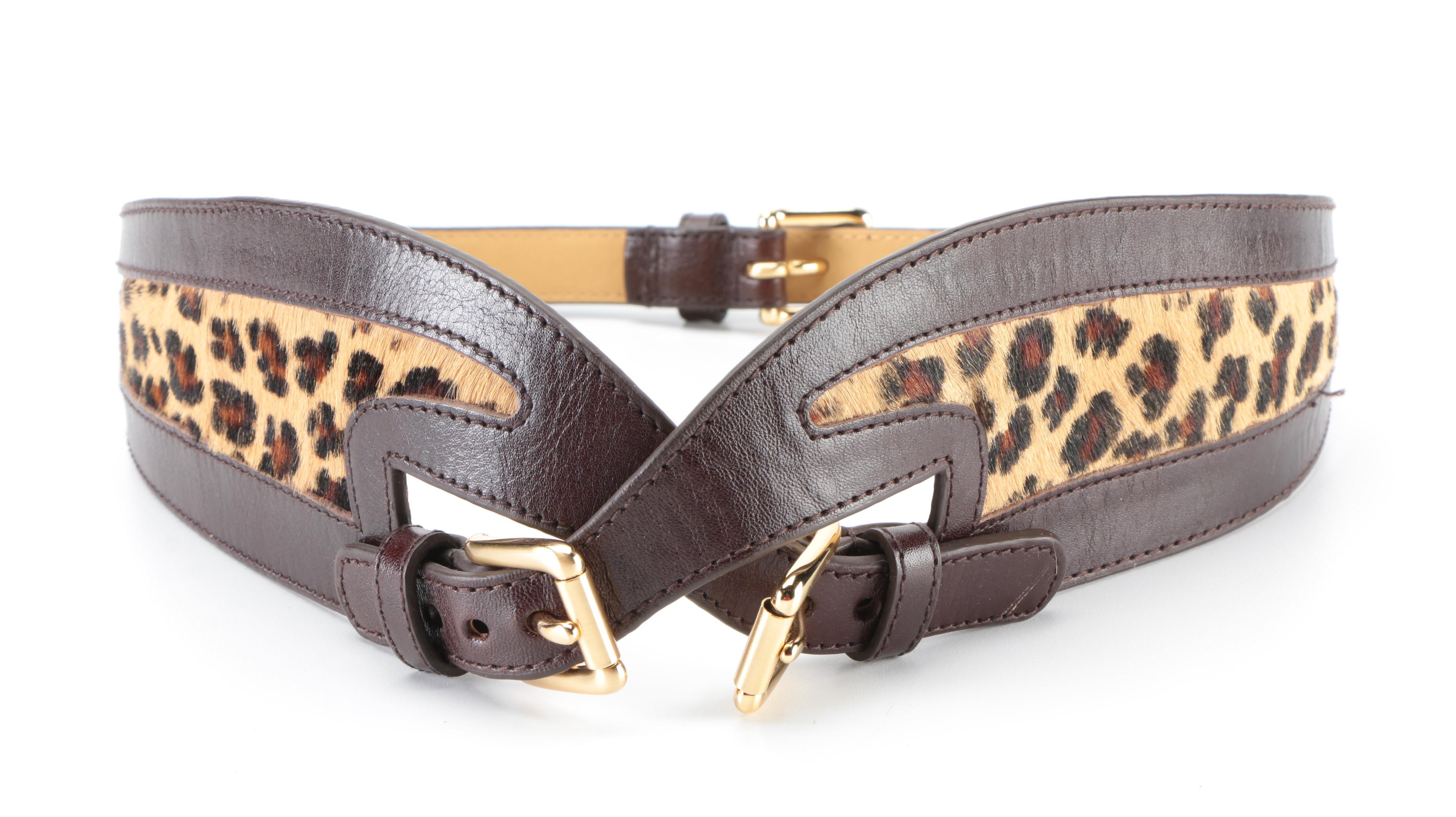Prada Tan Leather Belt and Worth Dyed Calf Hair and Brown Leather Belt
