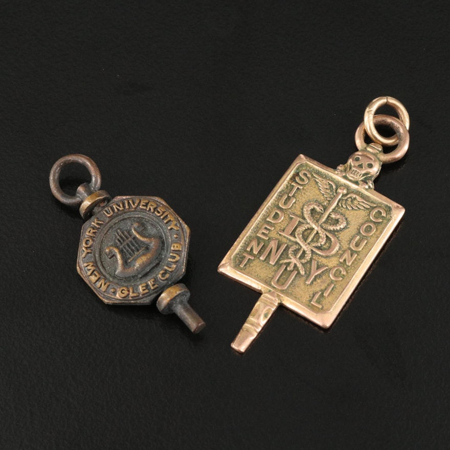 Vintage New York University Glee Club and Student Council Pendants