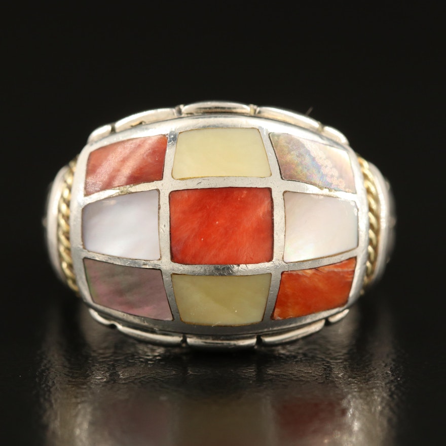 Eric Grossbardt Sterling Inlay Ring with 18K Accent