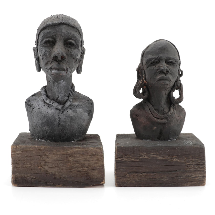 Signed African Figural Sculptures, Circa 1977