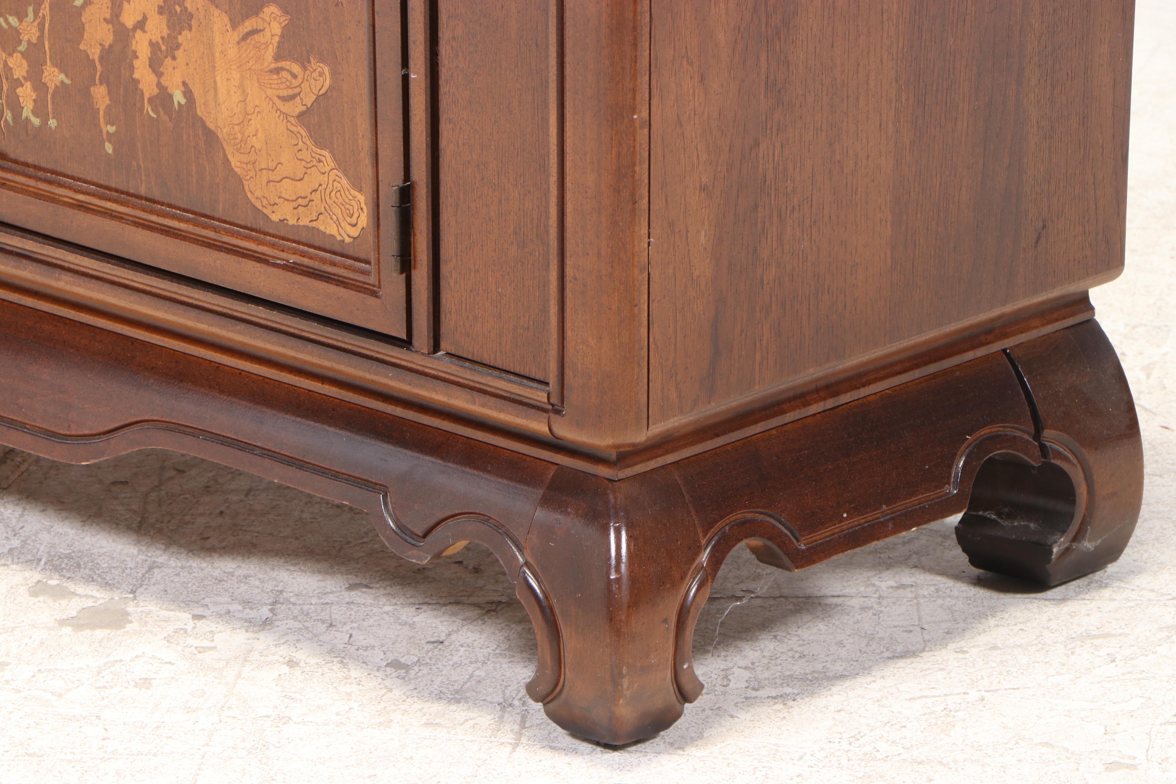 Broyhill "Premier Collections" Chinoiserie Style Incised Decorated Cabinet