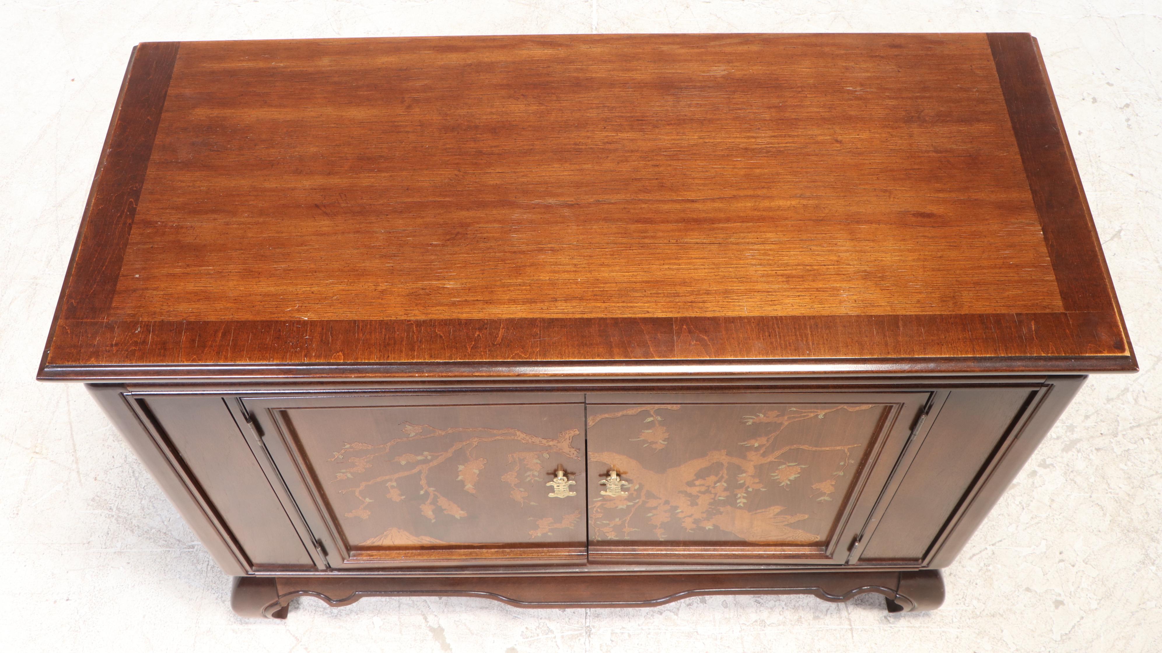 Broyhill "Premier Collections" Chinoiserie Style Incised Decorated Cabinet