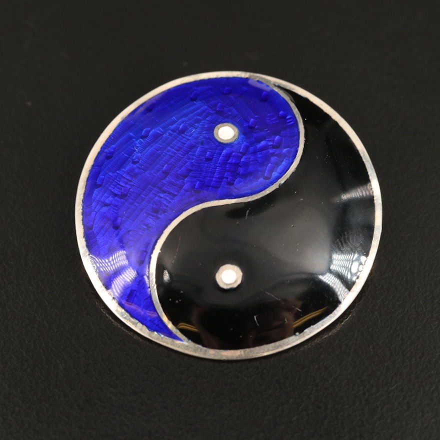 Thai Sterling Taijitu Brooch