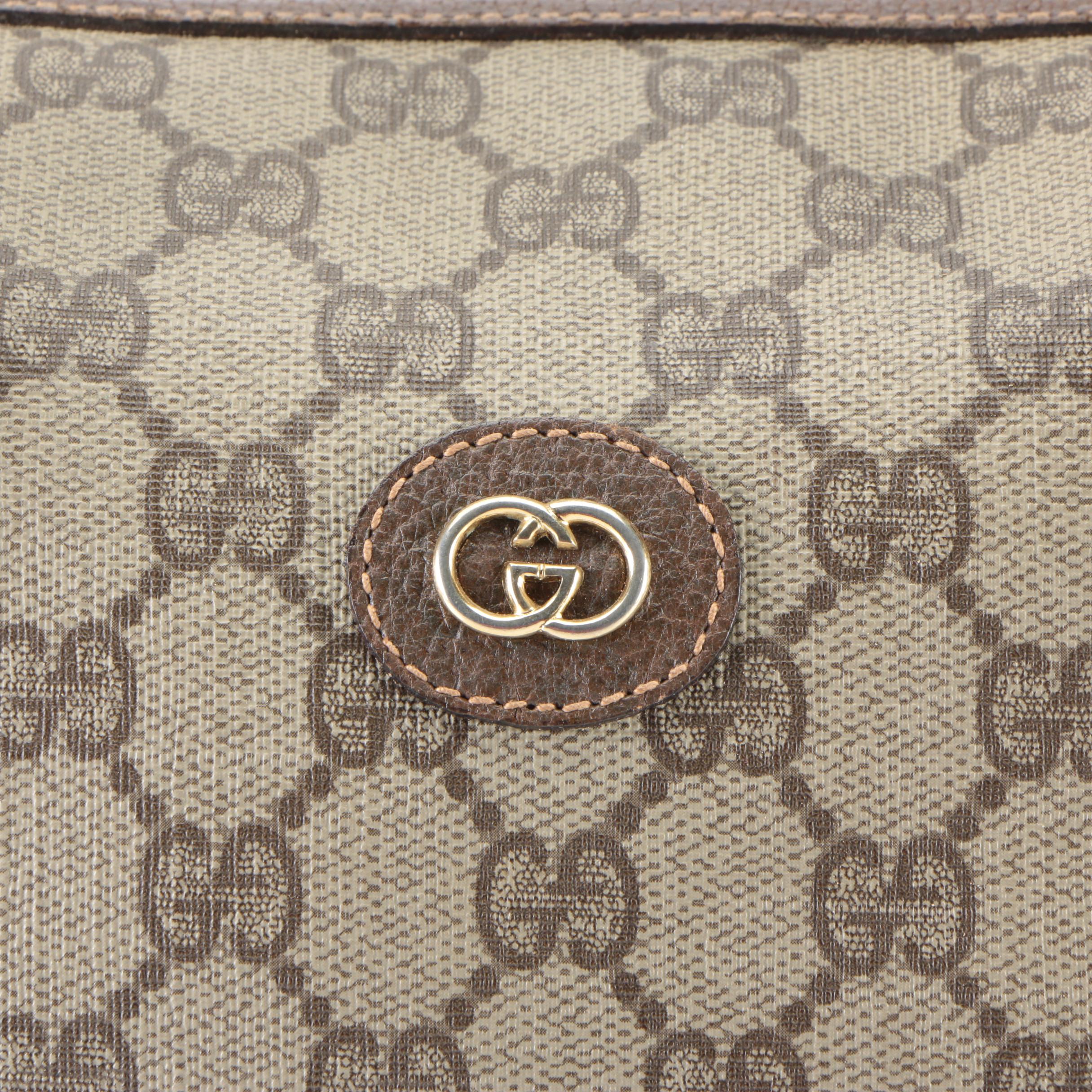 Gucci Boston Bag in GG Supreme Canvas, Web Stripe, and Leather