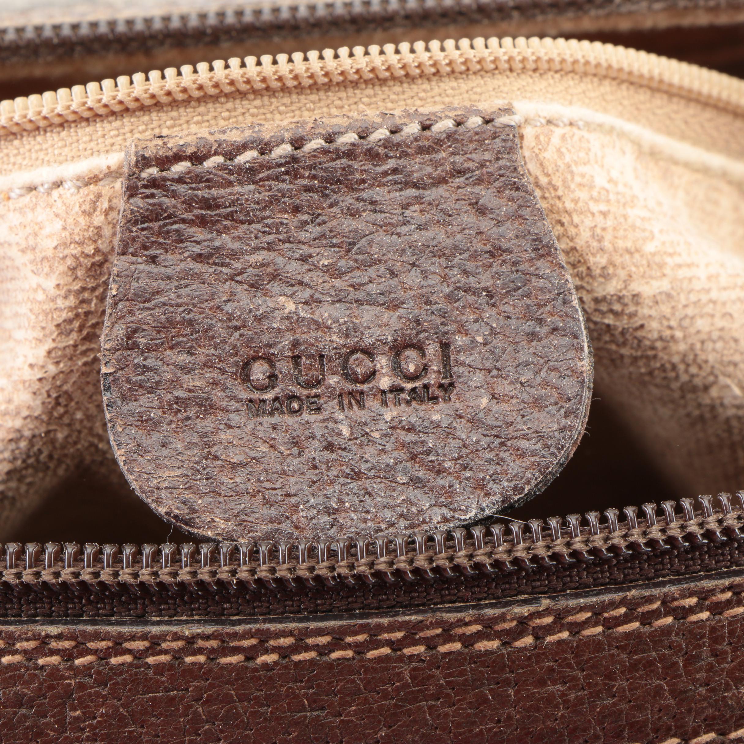 Gucci Boston Bag in GG Supreme Canvas, Web Stripe, and Leather