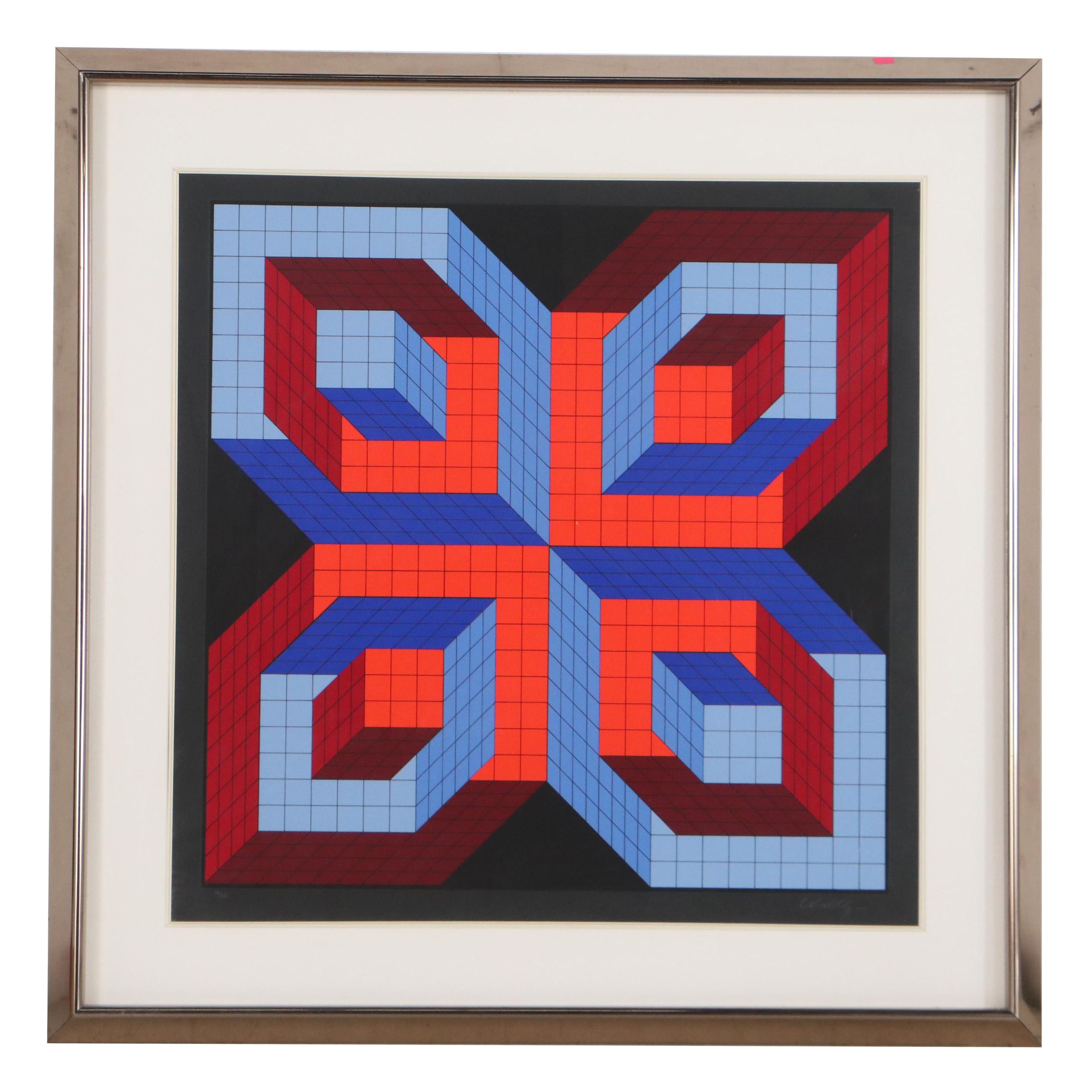 Victor Vasarely Op Art Serigraph "Idom - Stri," 1986