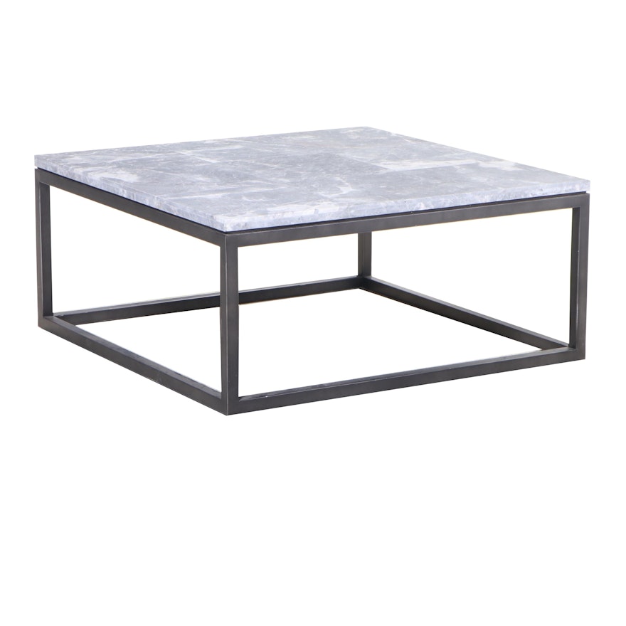 Lexington "Proximity Square" Iron and Gray Marble Tiled Cocktail Table