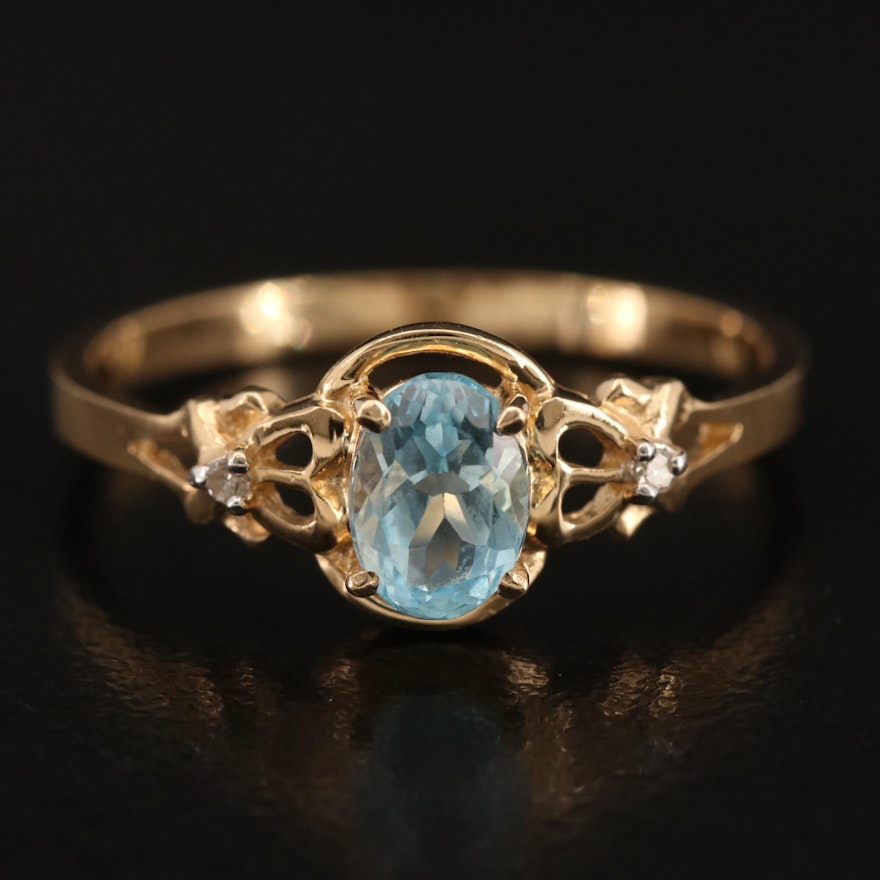 14K Topaz and Diamond Ring