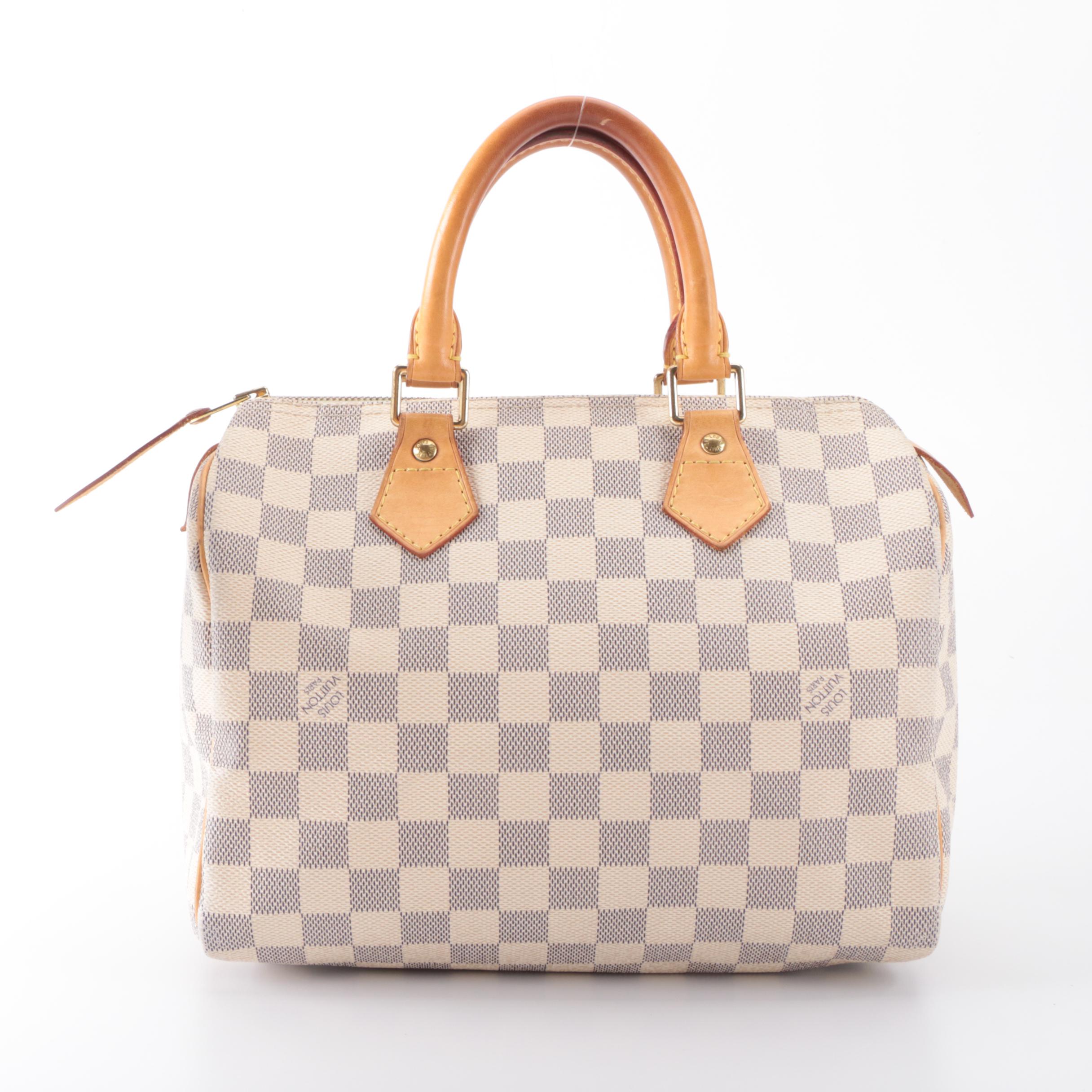Louis Vuitton Speedy 25 in Damier Azur Coated Canvas and Vachetta Leather