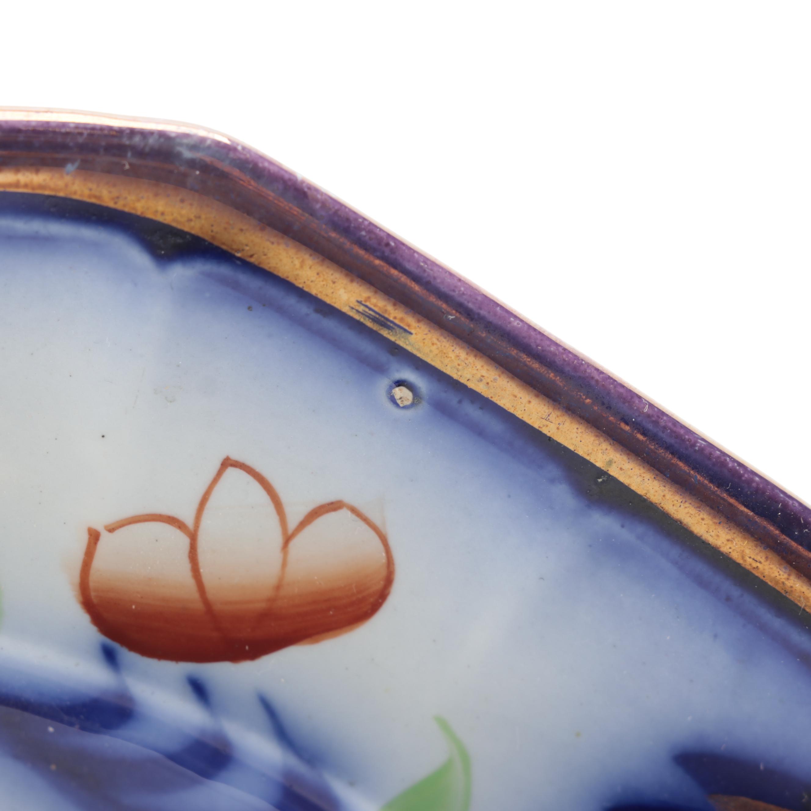 English Flow Blue Gaudy Welsh Ironstone Dinnerware, Mid-19th Century