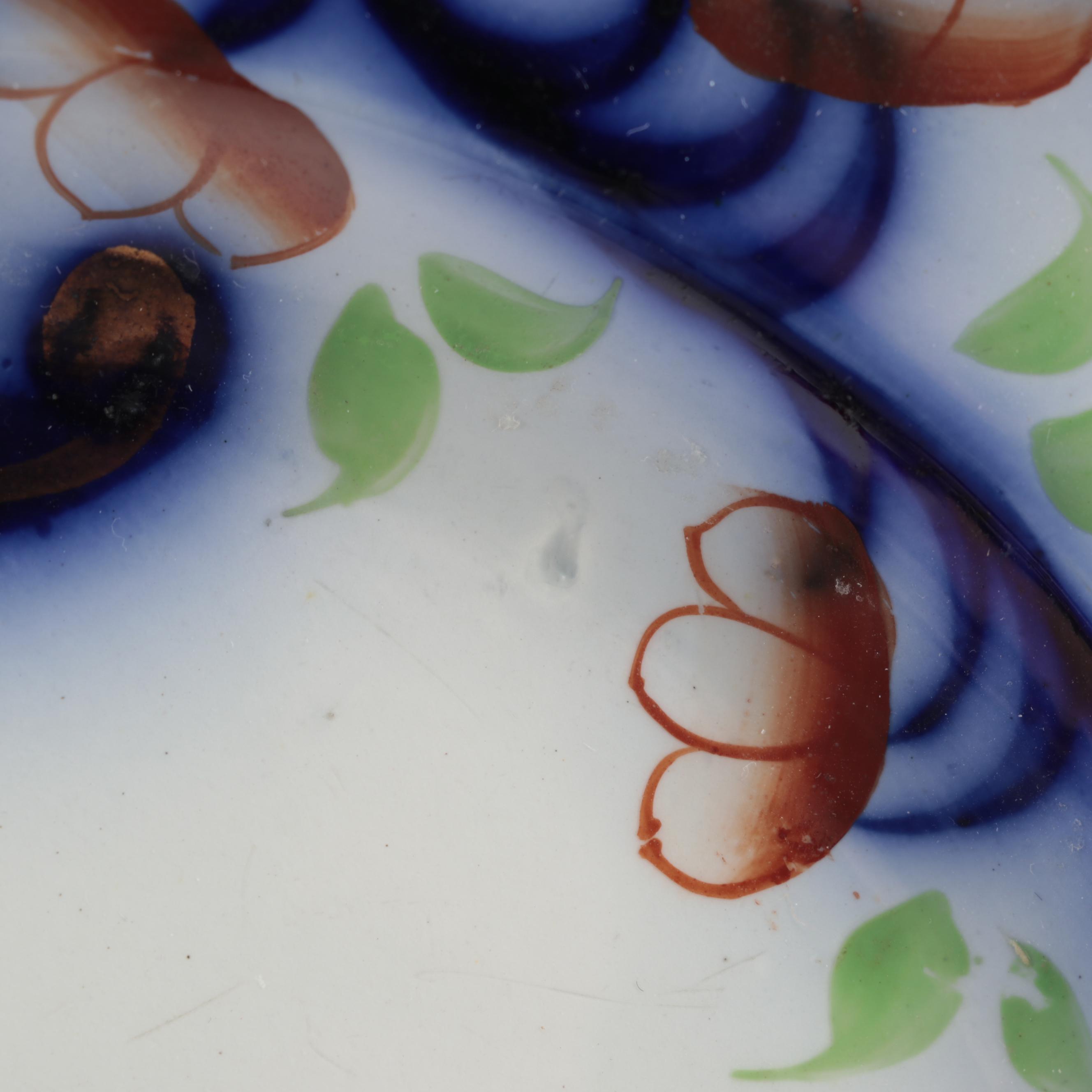 English Flow Blue Gaudy Welsh Ironstone Dinnerware, Mid-19th Century