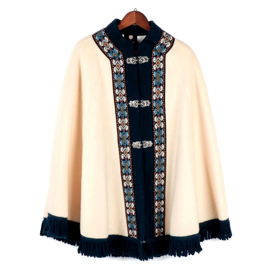 Fjord Fashion Norwegian Wool Cape with Fringe