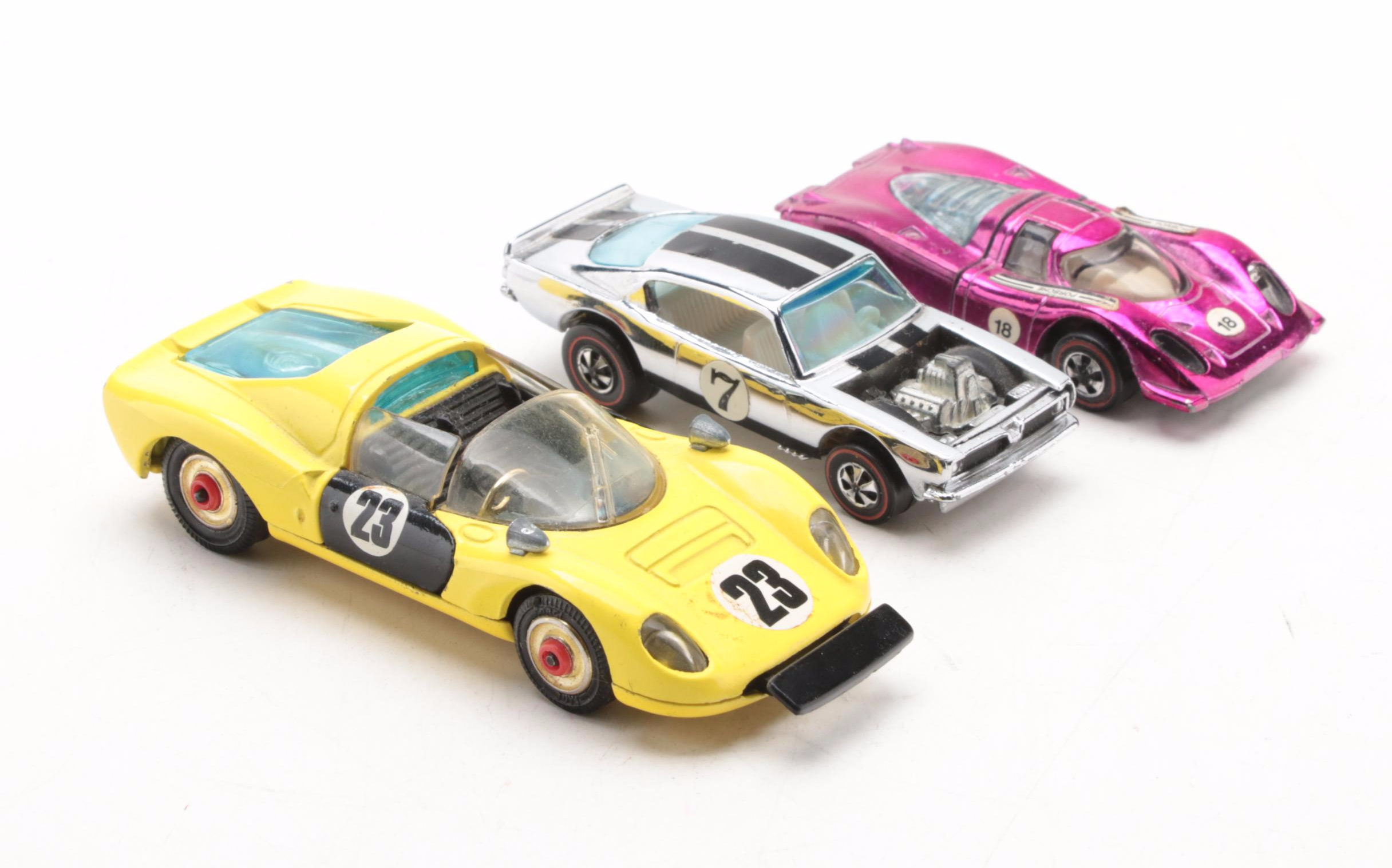 Corgi Diecast Ferrari 206 Dino Sport, Hot Wheels Porsche 917, "King Kuda" Cars