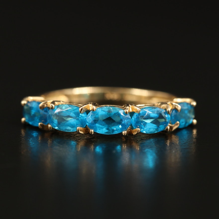 14K Apatite Five Stone East-West Ring