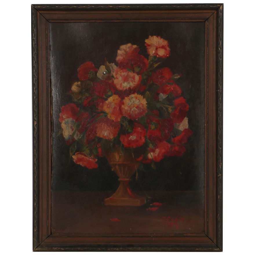 Floral Still Life Oil Painting, 1925