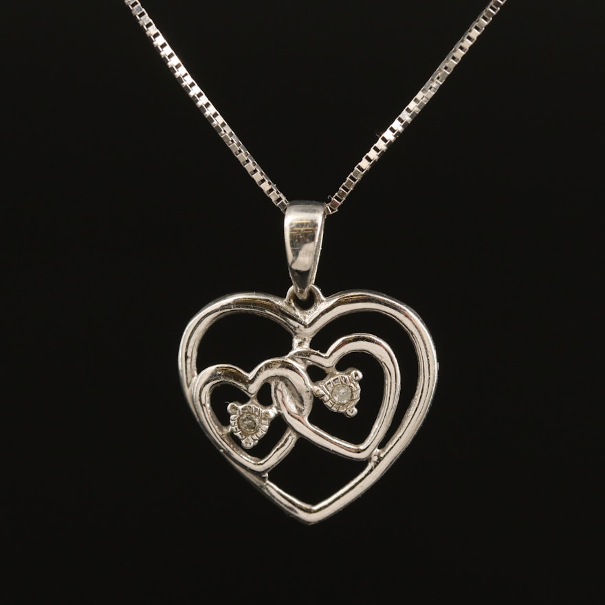 10K 0.02 CTW Diamond Heart Necklace