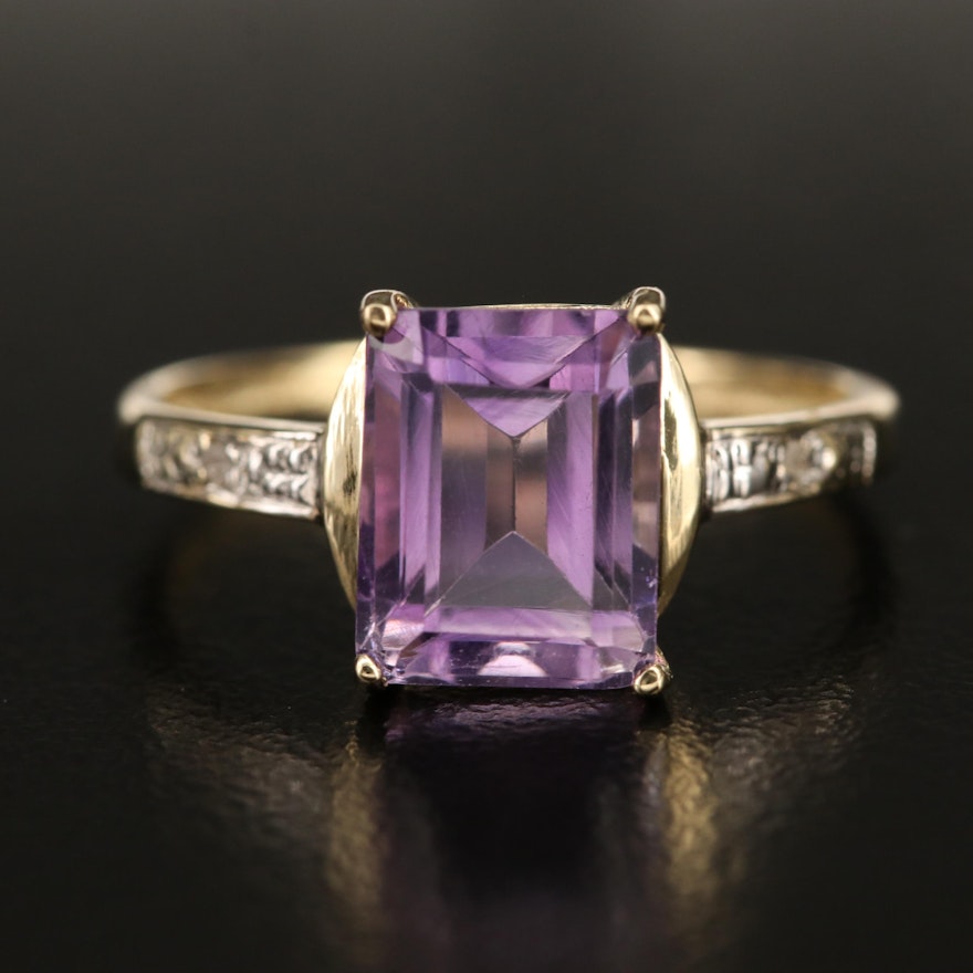 10K Amethyst and Diamond Ring