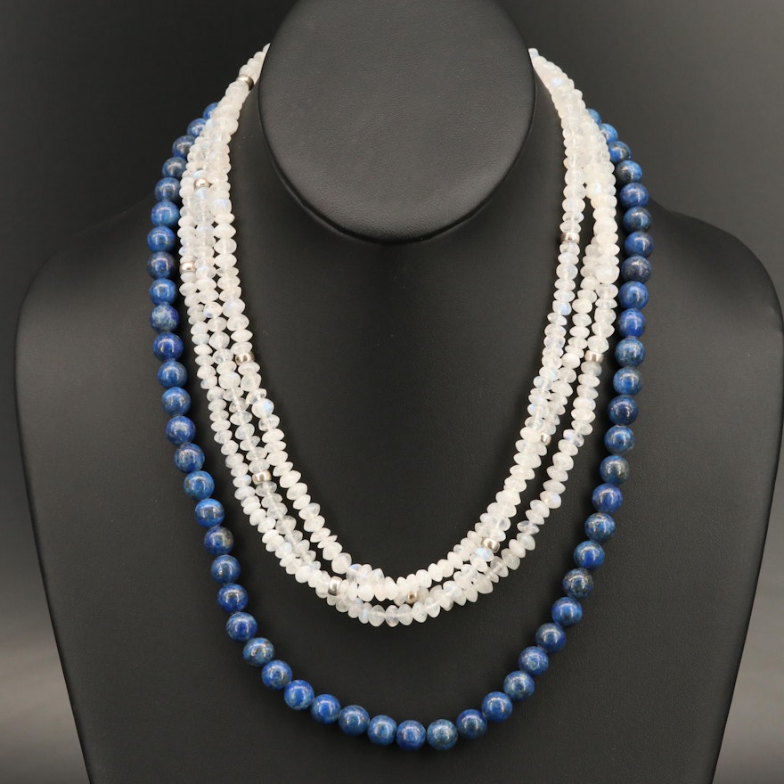 Beaded Necklaces with Robert Lee Morris Studio Triple Strand Moonstone Necklace