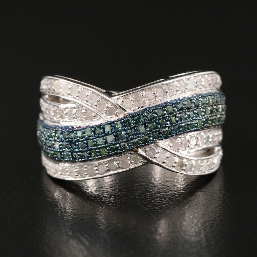 Sterling Diamond Crossover Ring