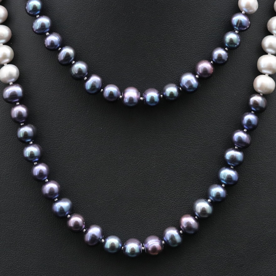 Double Strand Pearl Necklace with Sterling Clasp