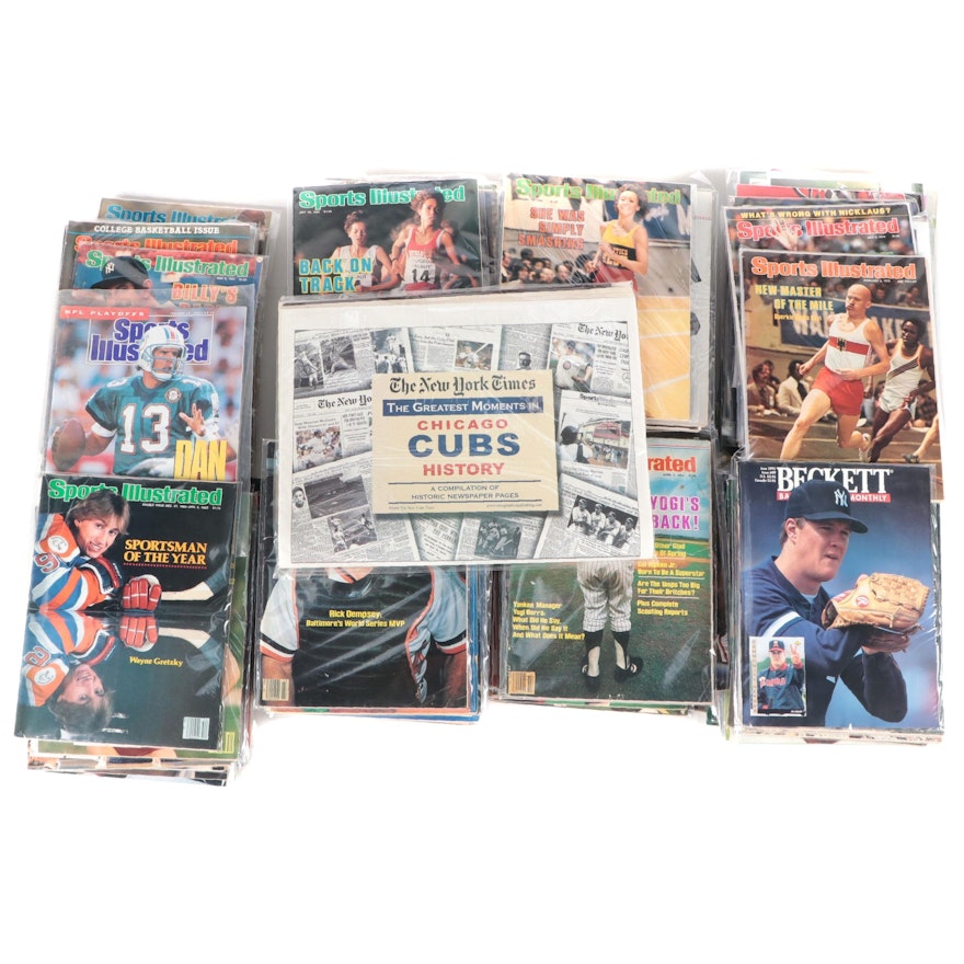 1970s-2000s Sports Magazines with "Sports Illustrated", "Beckett", "Tuff Stuff"